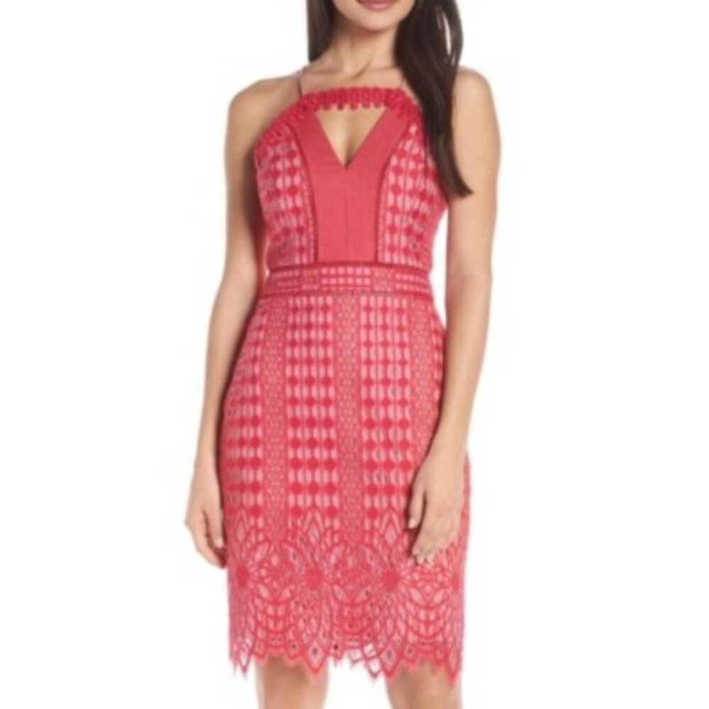 Harlyn Anthropologie Pink Contrast Lace Dress S